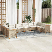 Set Divano da Giardino 10 pz con Cuscini Beige in Polyrattan 3262024