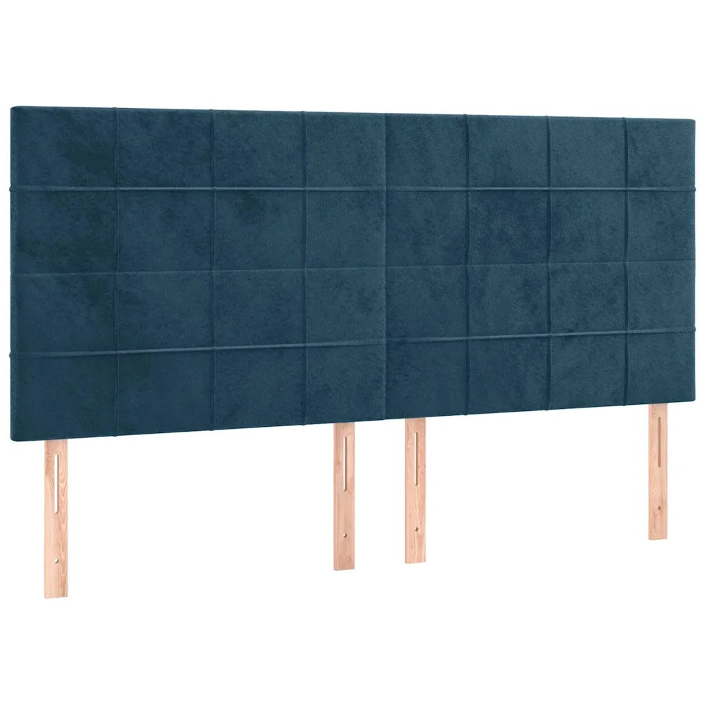 Letto a Molle con Materasso e LED Blu Scuro 160x200 cm