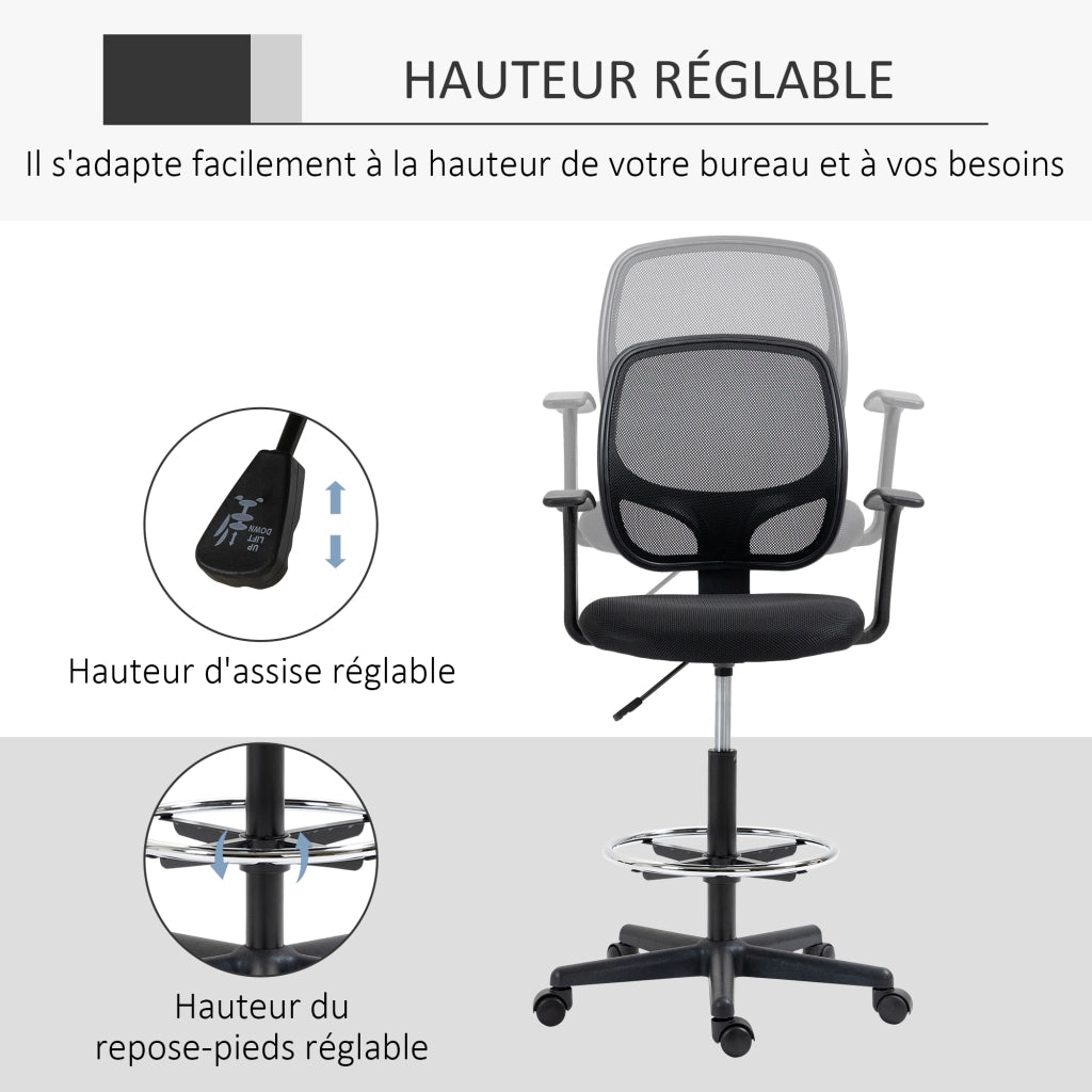 Sedia da ufficio ergonomica con rete ¨C Minimal ¨C nera 60x56x110-132cm