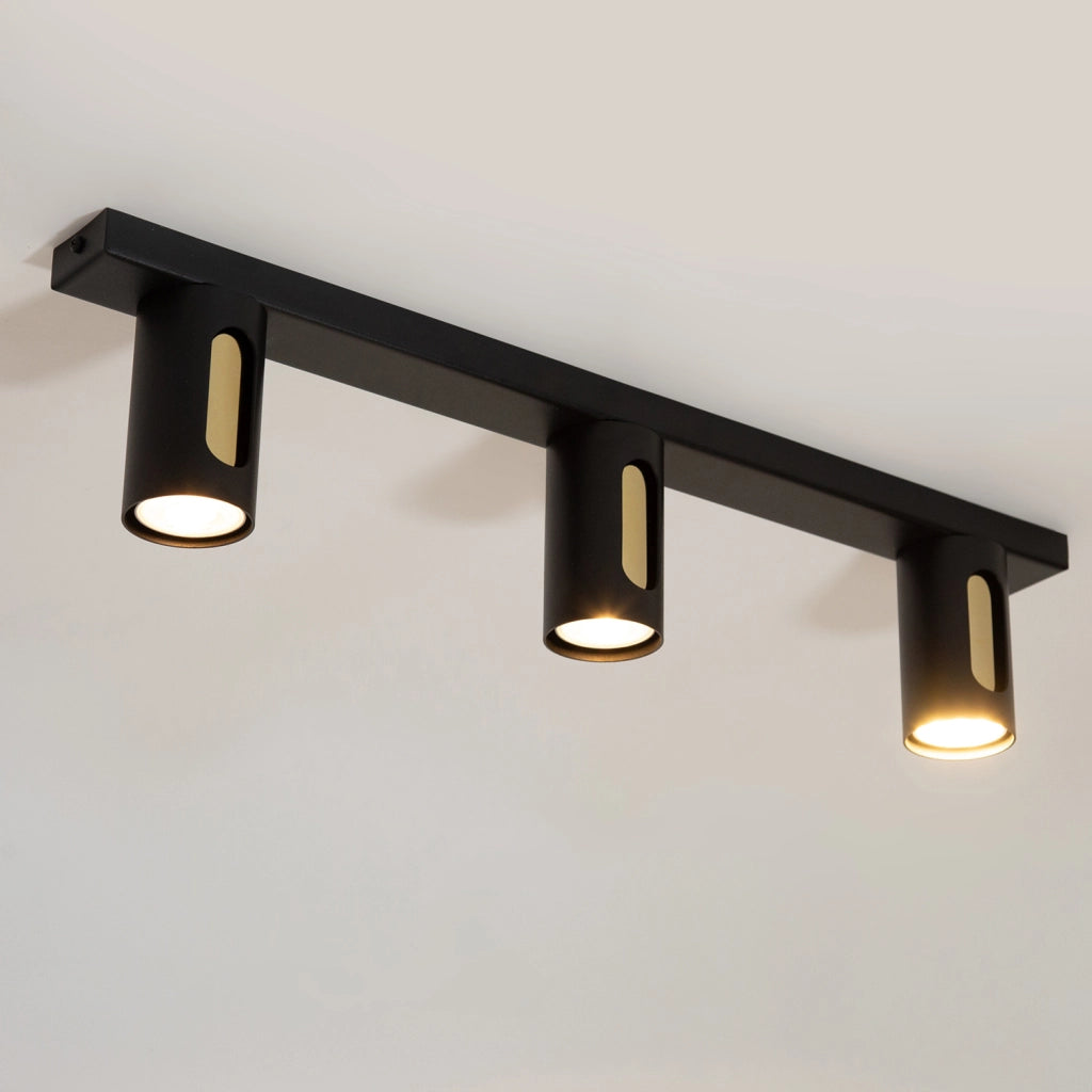 Plafoniera a barra FLOW 60 cm nero oro 3xGU10 Sigma