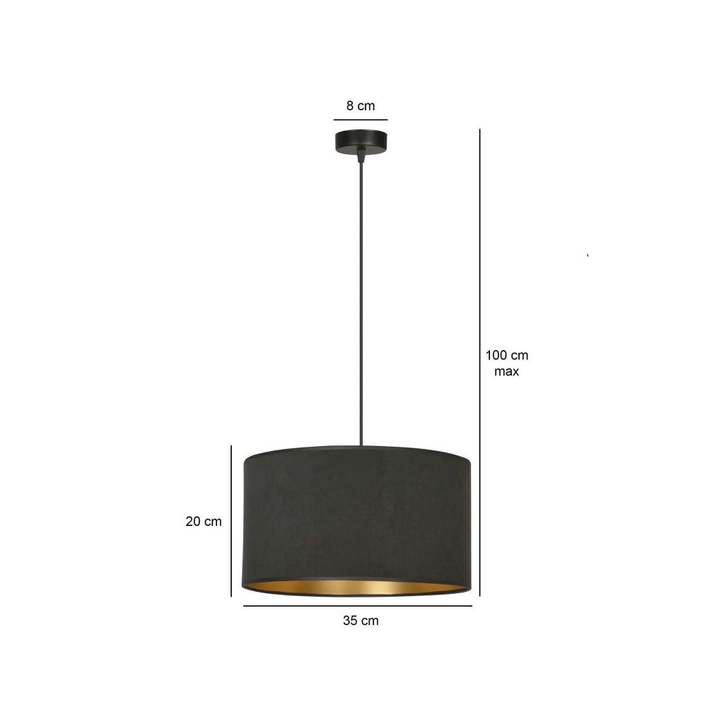 Lampada a sospensione Emibig Hilde nera oro Ø35 E27