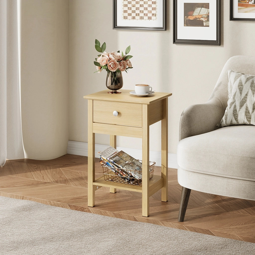 Comodino in Legno con Cassetto e Ripiano ¨C Xylo ¨C 40x40x50 cm