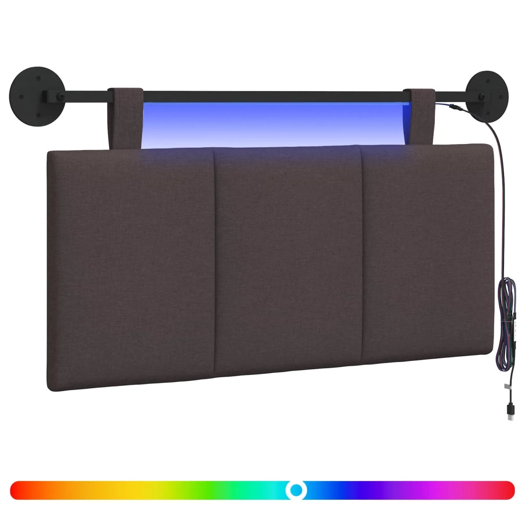 Testiera sospesa Con luce LED Marrone Scuro Tessuto 3424754