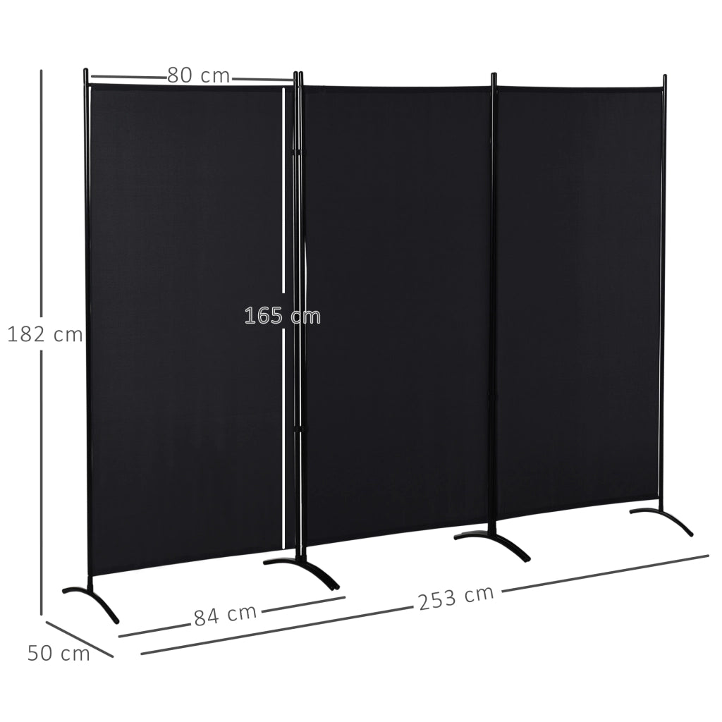 Paravento 3 Ante Pieghevole ¨C Minimal ¨C Nero Metallo 182x253 cm