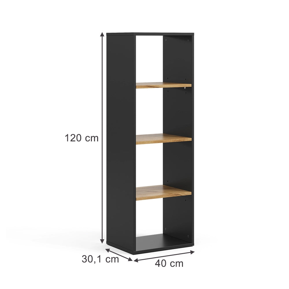 Vicco Scaffale Antracite/quercia dorata 40 x 120 cm 4 scomparti
