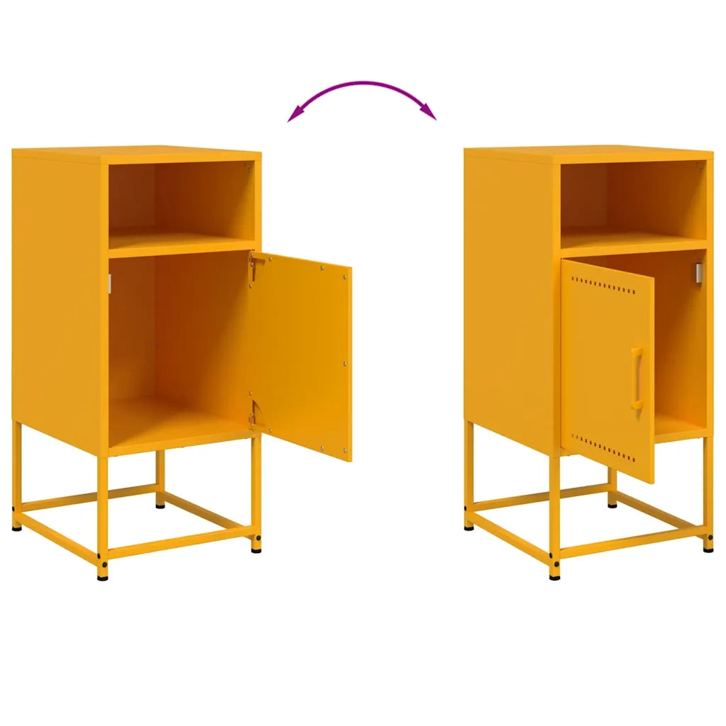 Comodini 2 pz Giallo Senape 36x39x78 cm in Acciaio 846573