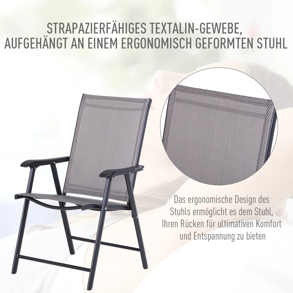 Sedia pieghevole con braccioli 2 pezzi per esterno ¨C Minimal ¨C metallo grigio 58x64x94 cm