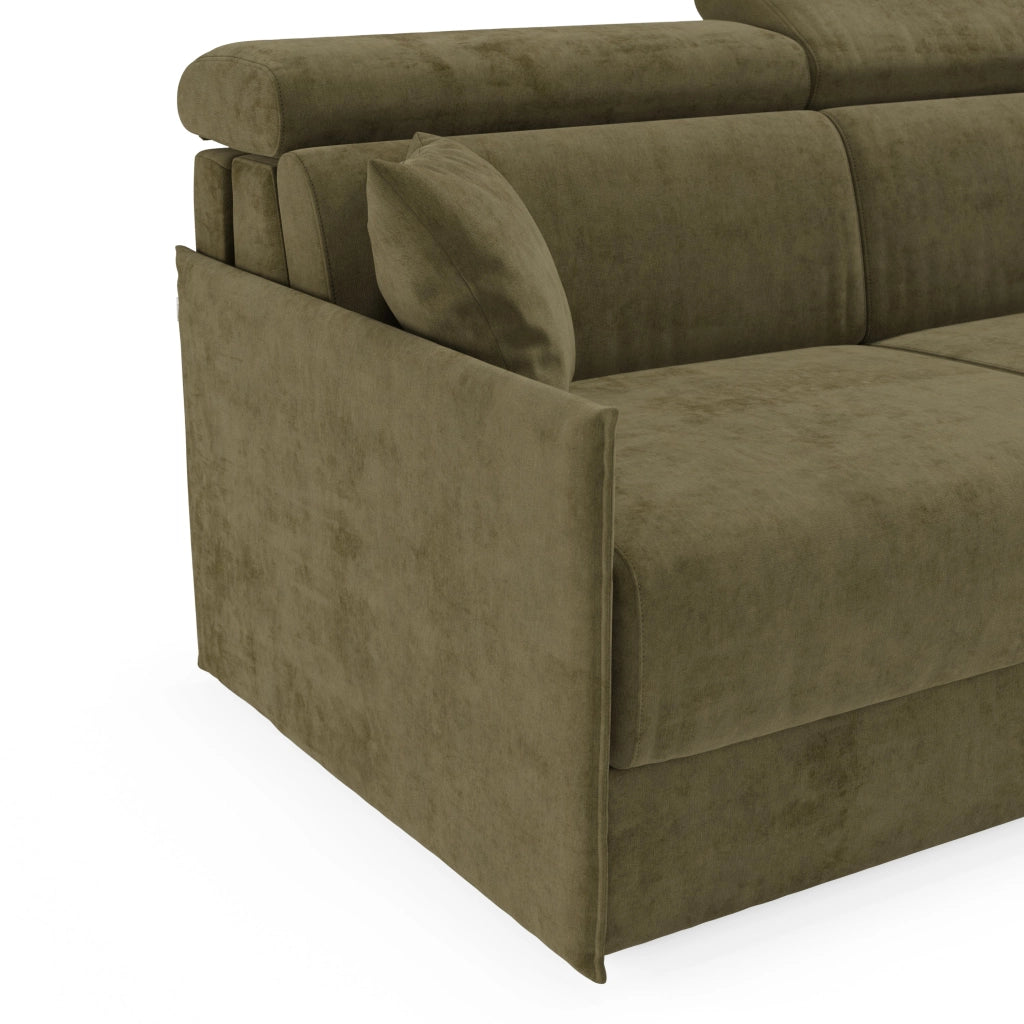 Miryam Divano letto con poggiatesta reclinabili e comfort maxi - design compatto in morbido tessuto smacchiabile T31 149 cm verde felce