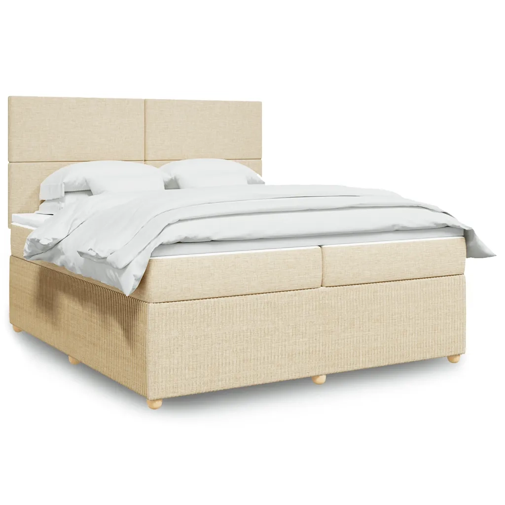 Giroletto a Molle con Materasso Crema 200x200 cm in Tessuto