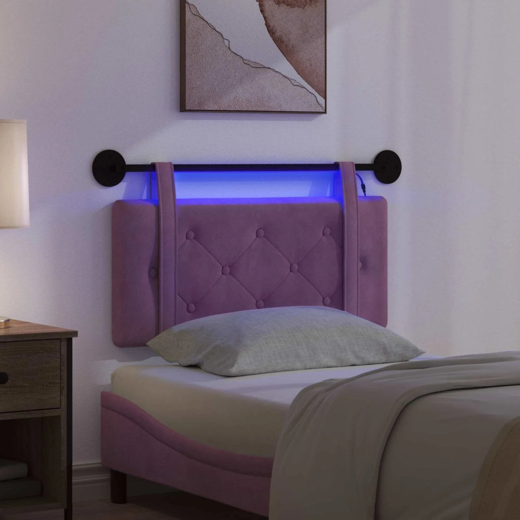 Testiera sospesa Con luce LED Viola Velluto 3424097