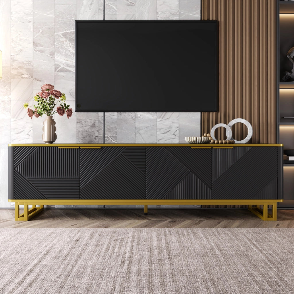Cassettiera per TV nera in MDF lunghezza 160 cm