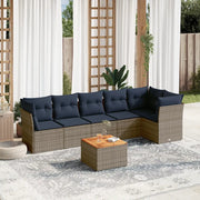 Set Divani da Giardino 7 pz con Cuscini Grigio in Polyrattan 3255984