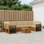 Set di divani da esterno con cuscino 8 pcs Naturale e Beige 3384144
