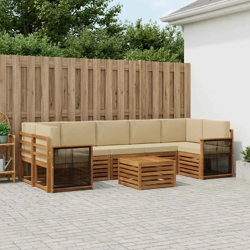 Set di divani da esterno con cuscino 8 pcs Naturale e Beige 3384144