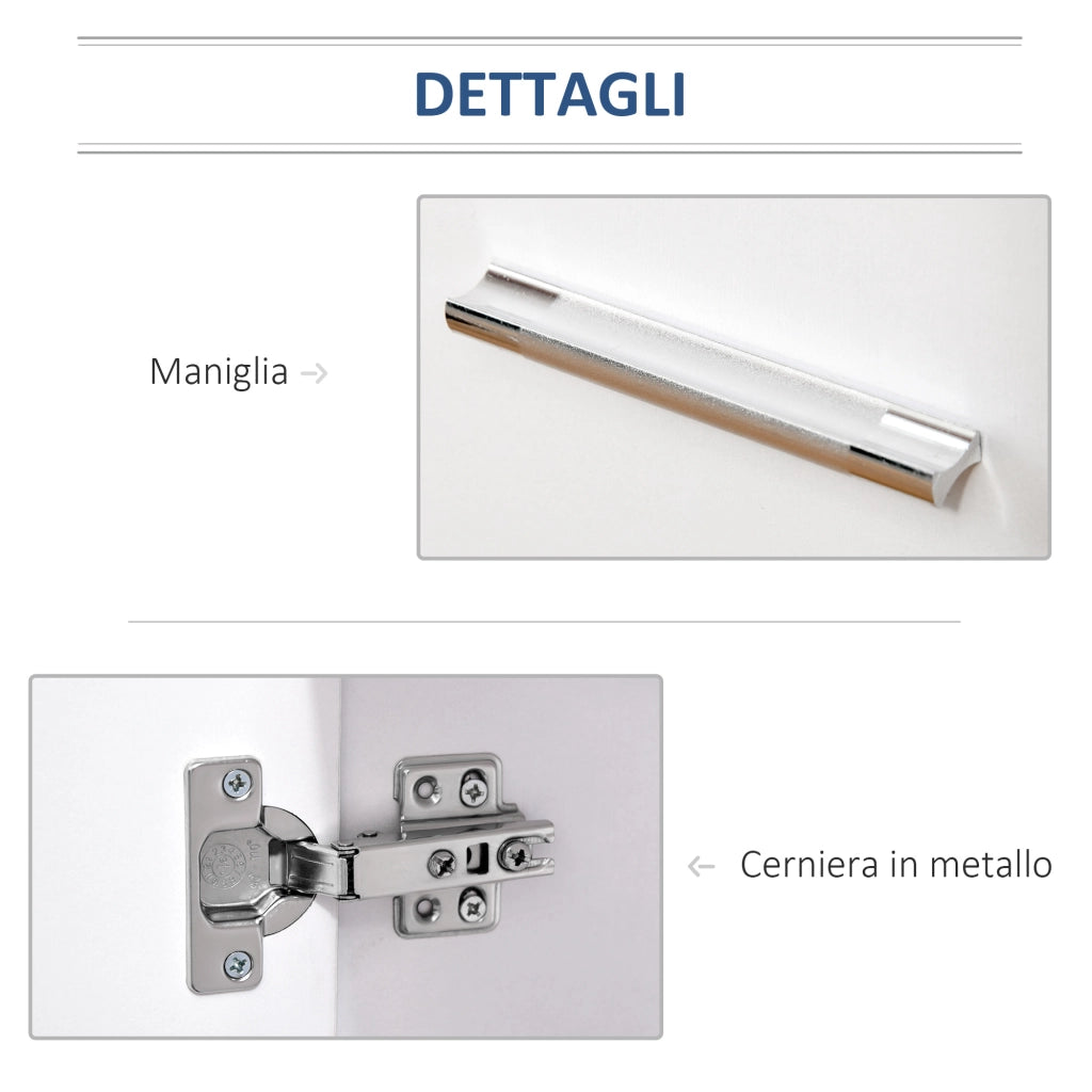 Mobile Portadocumenti ¨C Zephmum ¨C Legno con 2 ante e ruote, 60x35x65, Bianco