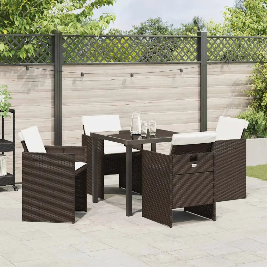 Set da Pranzo per Giardino 5 pcs Marrone polyrattan