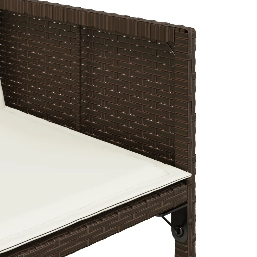 Set da Pranzo da Giardino 7pz con Cuscini in Polyrattan Marrone 3278036