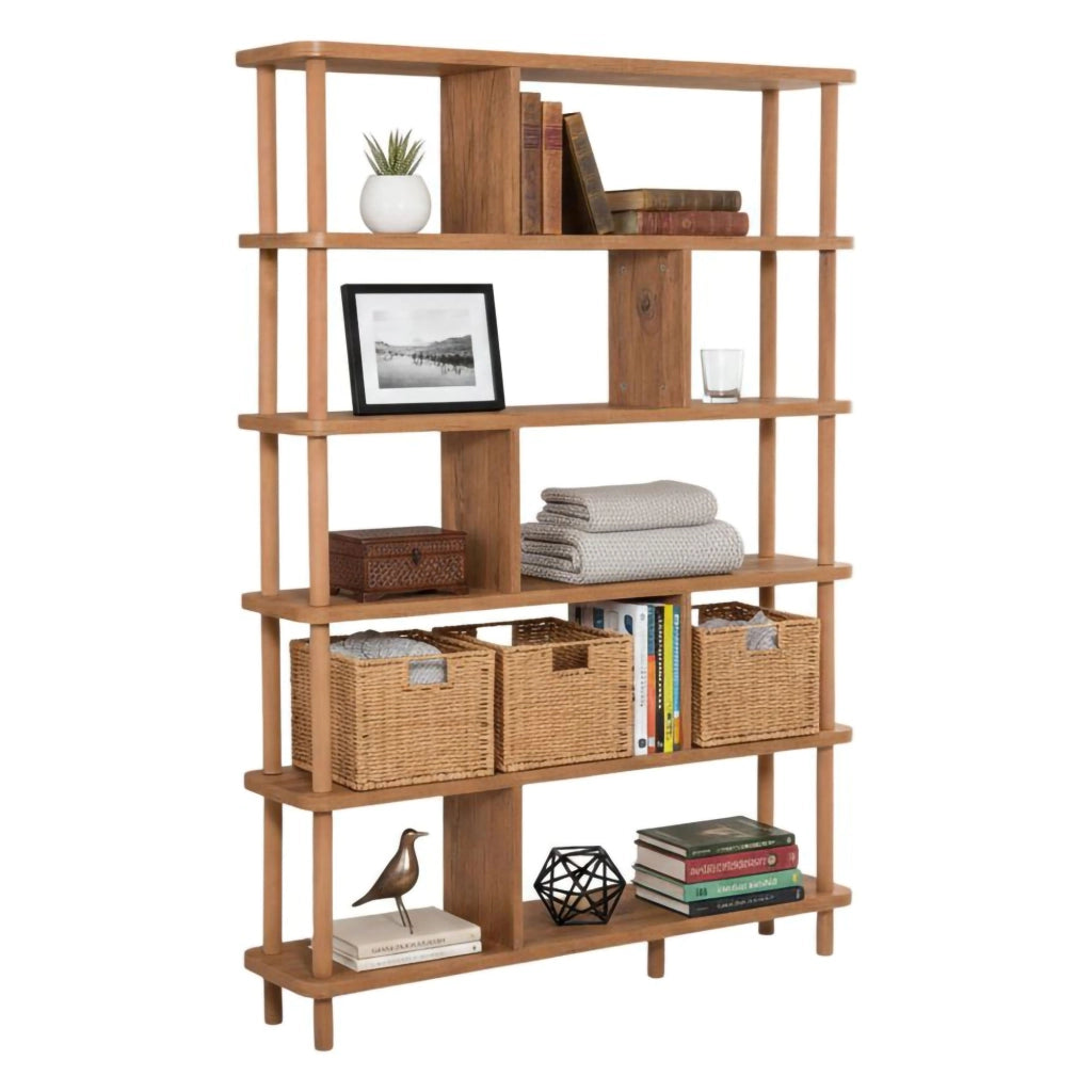 Biblioteca Amatrice, Libreria 5 Ripiani, 120x28x169h cm Marrone Quercia