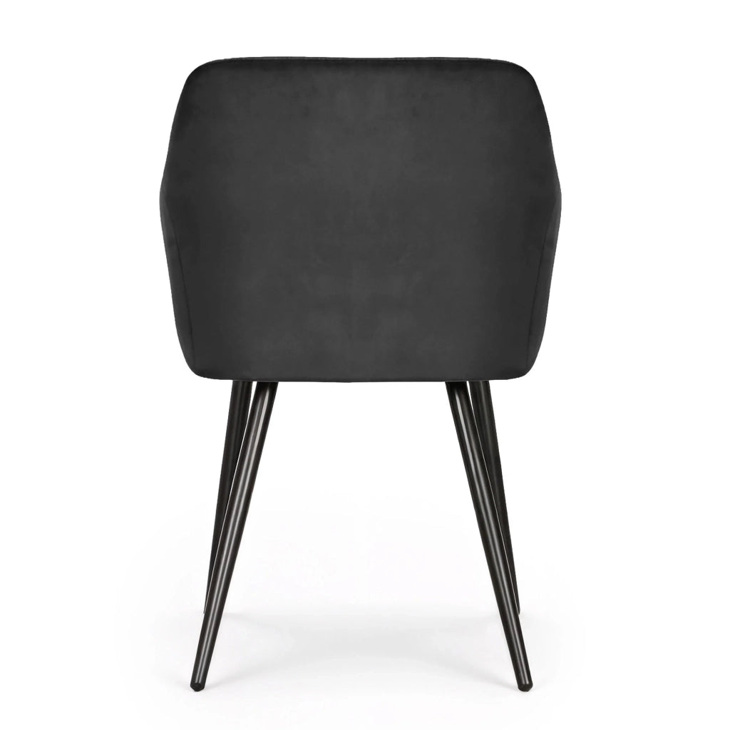 Set di 6 Sedie in velluto liscio ESTELLE Nero gambe nere