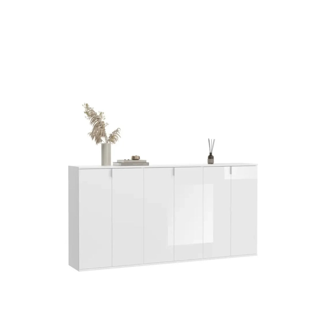 Buffet BODITE – 6 porte – Bianco laccato – Grande mobile contenitore
