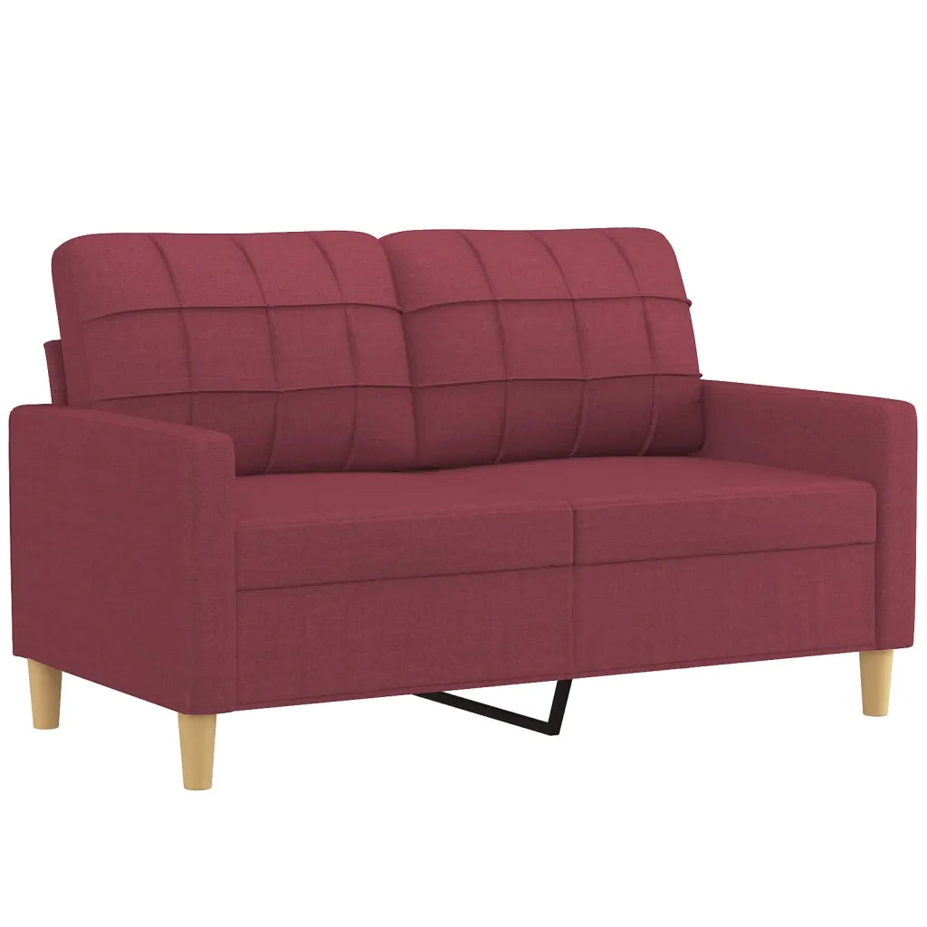 Set di Divani 3 pz con Cuscini Rosso Vino in Tessuto 3201288