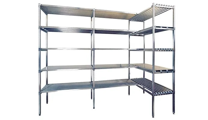 Scaffale in acciaio inox con ganci cm. 130x30x150h
