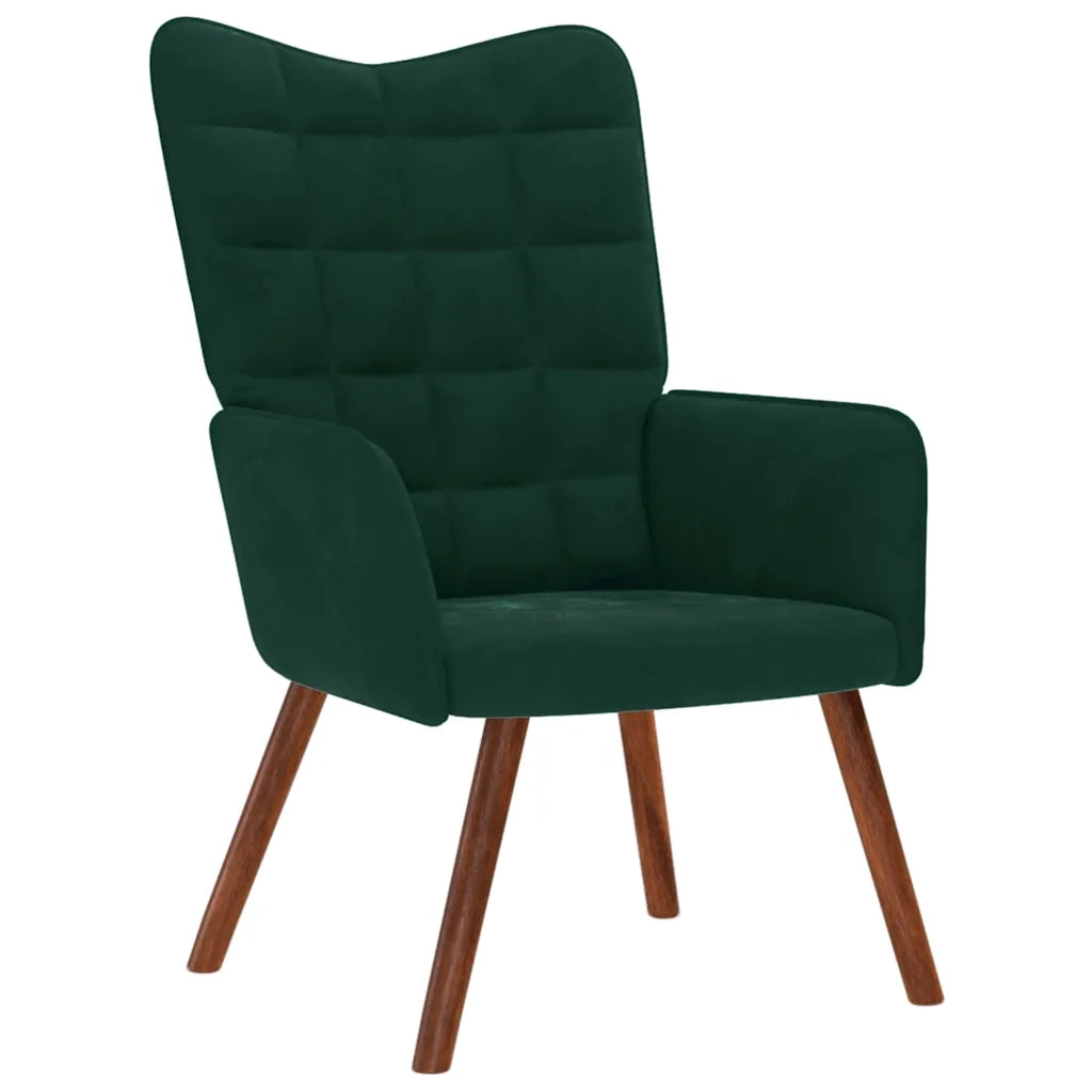 Poltrona Relax con Sgabello in Velluto Verde Scuro 4016823
