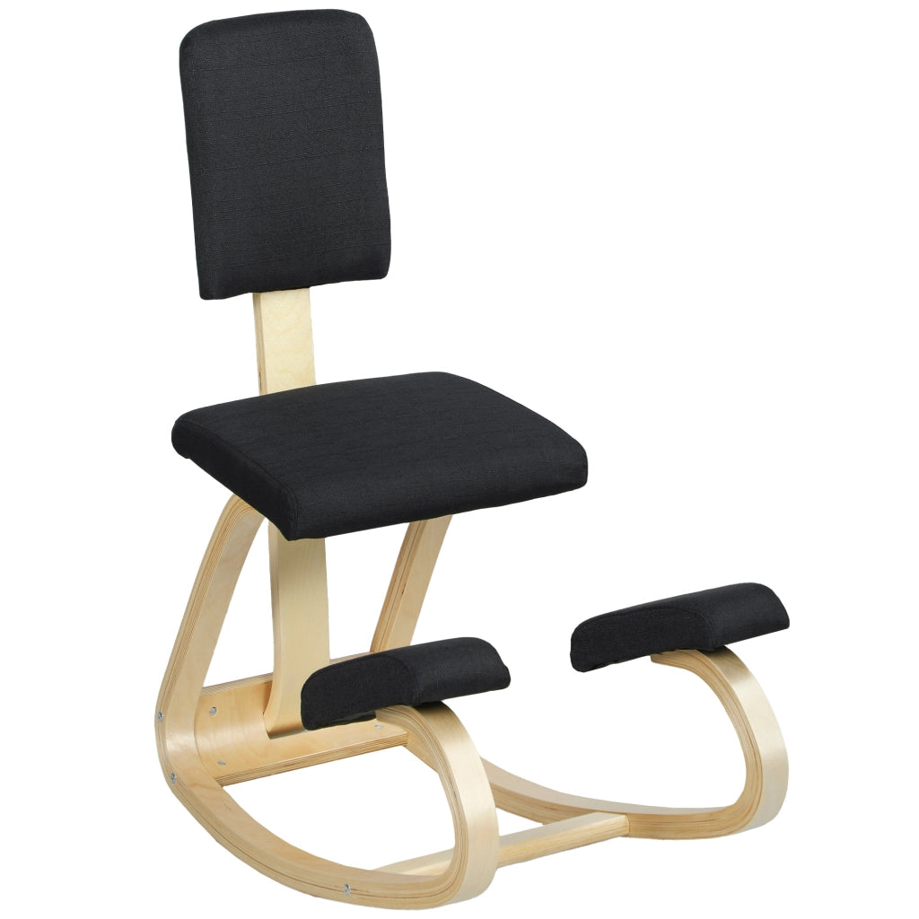 Sedia a ginocchia ergonomica in legno con schienale ¨C zephmum ¨C nero