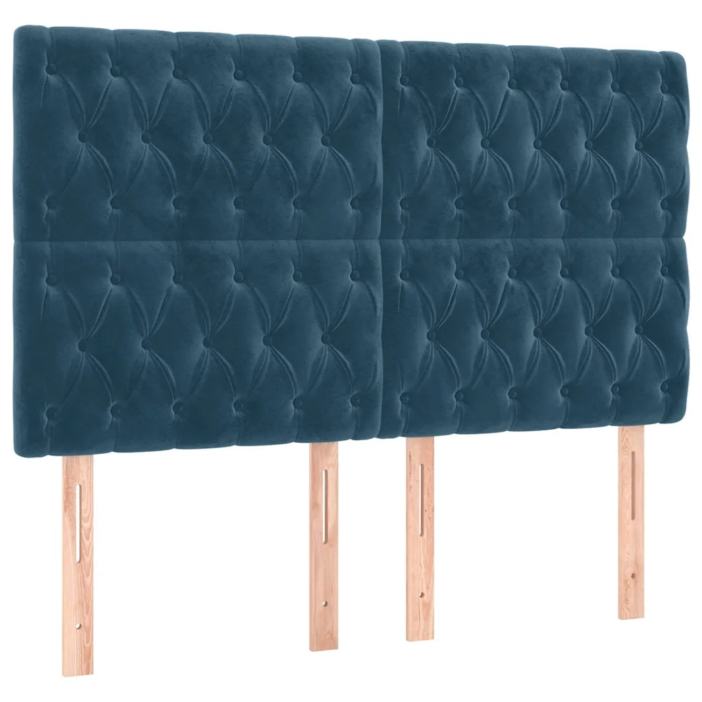 Letto a Molle con Materasso e LED Blu Scuro 160x200 cm
