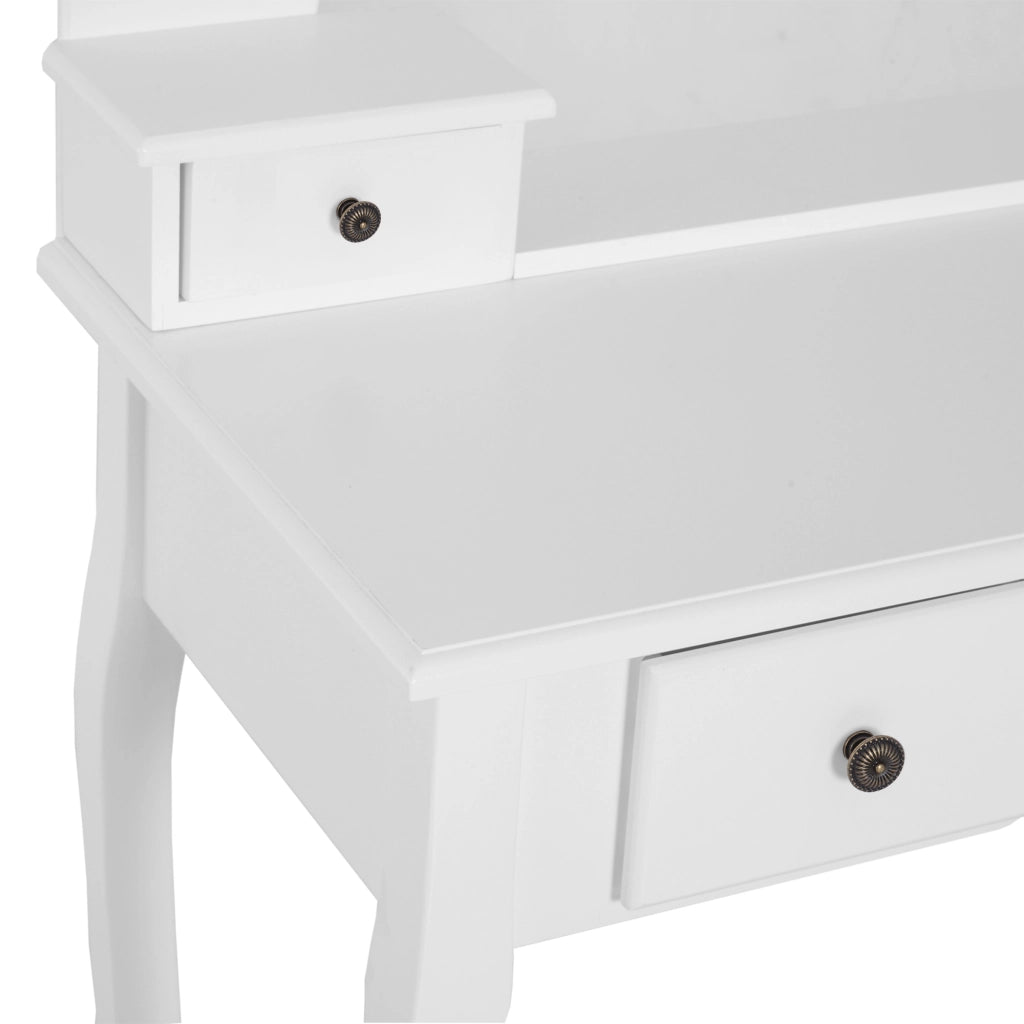 Tavolo trucco con specchio e 5 cassetti ¨C zephmum ¨C Bianco e nero