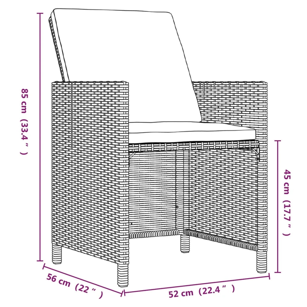 Set da Pranzo da Giardino 5 pz con Cuscini in Polyrattan Nero 3095518