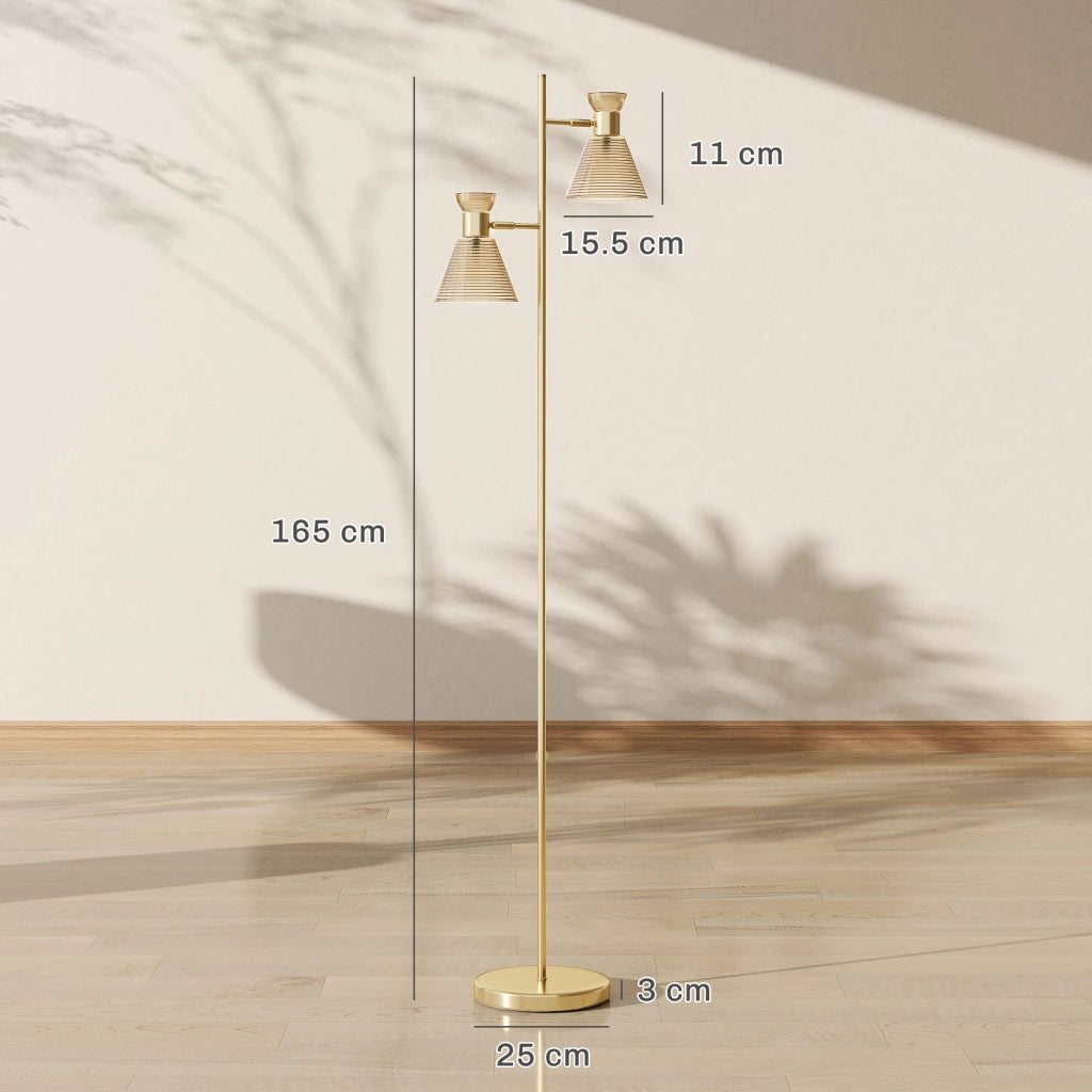 Lampada da Terra Moderna con 2 Luci Regolabili ¨C zephmum ¨C Oro