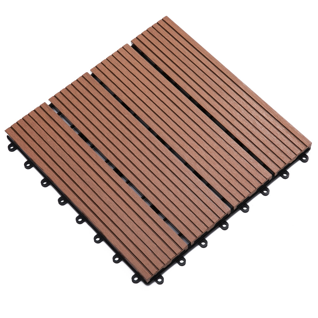 Set 11 Piastrelle per Esterni in HDPE Riciclato ¨C Minimal ¨C 30x30x2.2 cm, Marrone