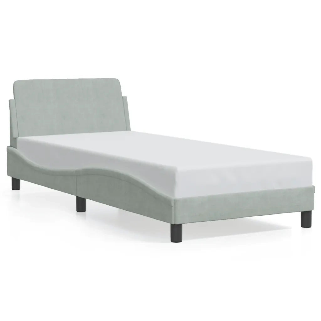 Struttura letto Dover Grigio Chiaro 90x190 cm in Velluto 373320