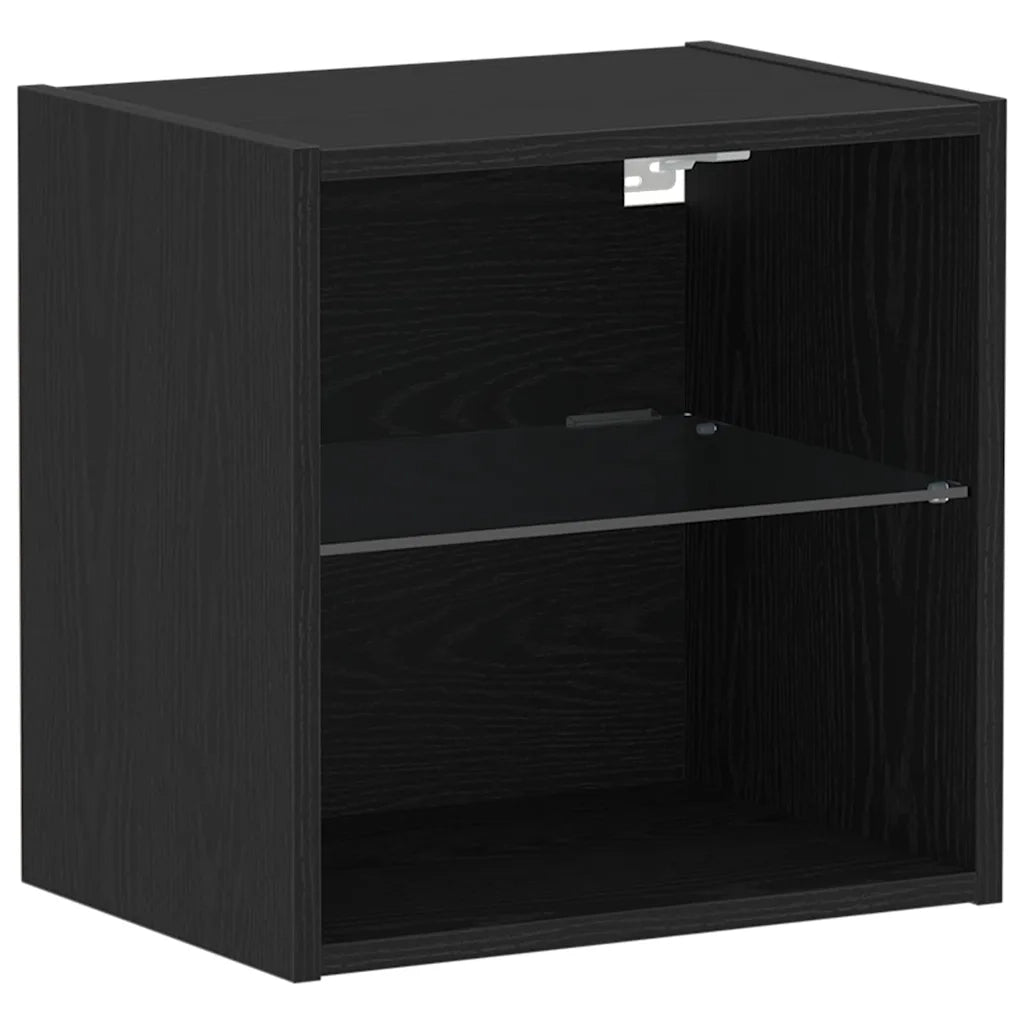 Set mobile TV con led 2 pcs Rovere Nero 40 x 30 x 30 cm 863103