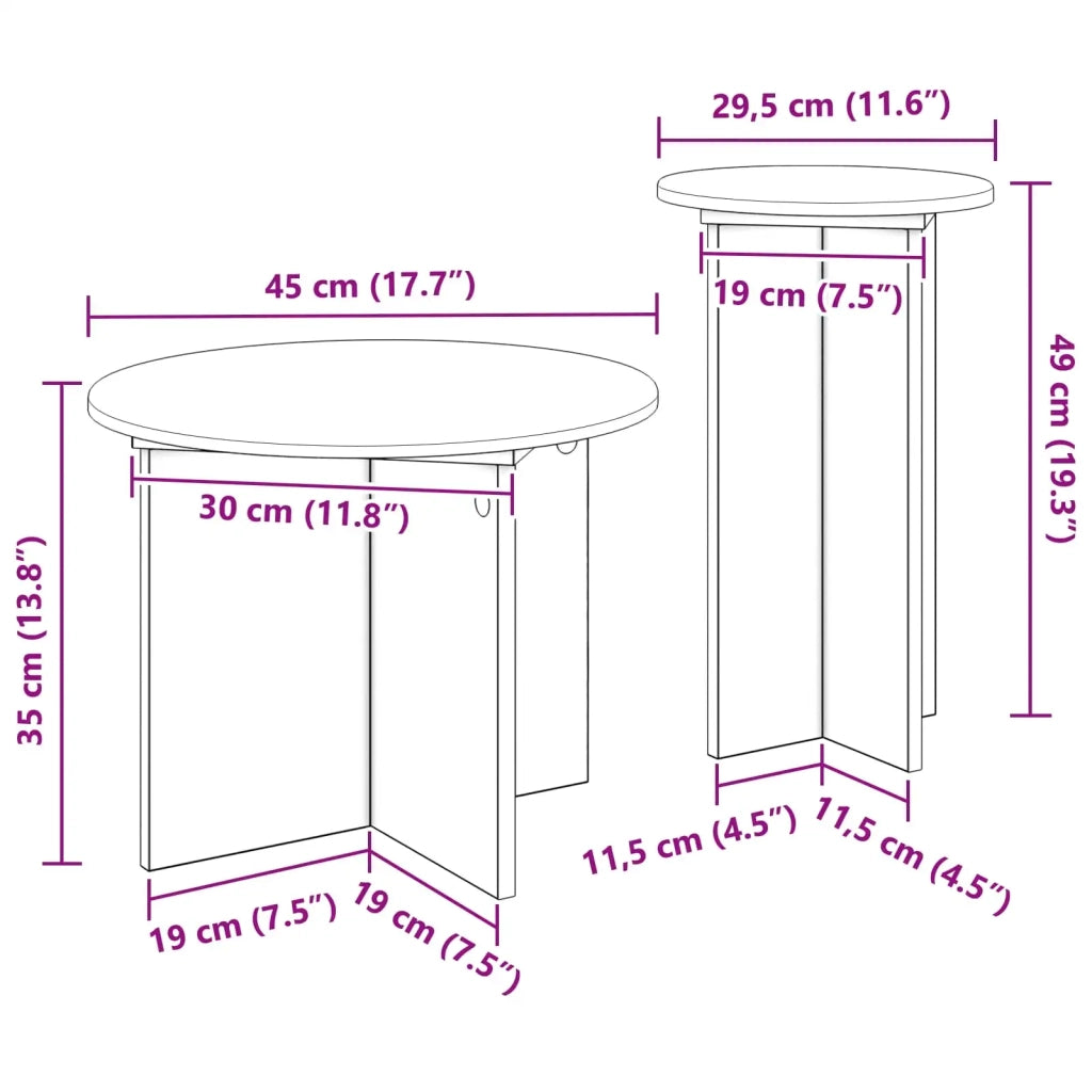 Set tavolini 2 pcs Bianco Legno ingegnerizzato 8001028