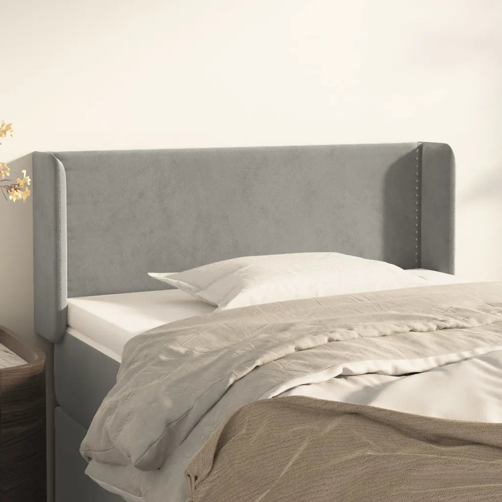 Testiera ad Orecchio-Testata con Orecchie Grigio Chiaro 103x16x78/88 cm in Velluto 611324