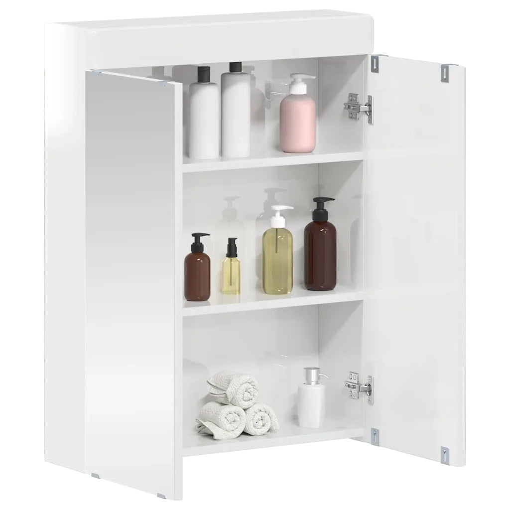 Mobiletto per specchio da Bagno | Armadio da bagno con porta TULUM Bianco Lucido