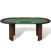 Tavolo Poker 10 Giocatori Postazione Dealer Vassoio Chip Verde 80133