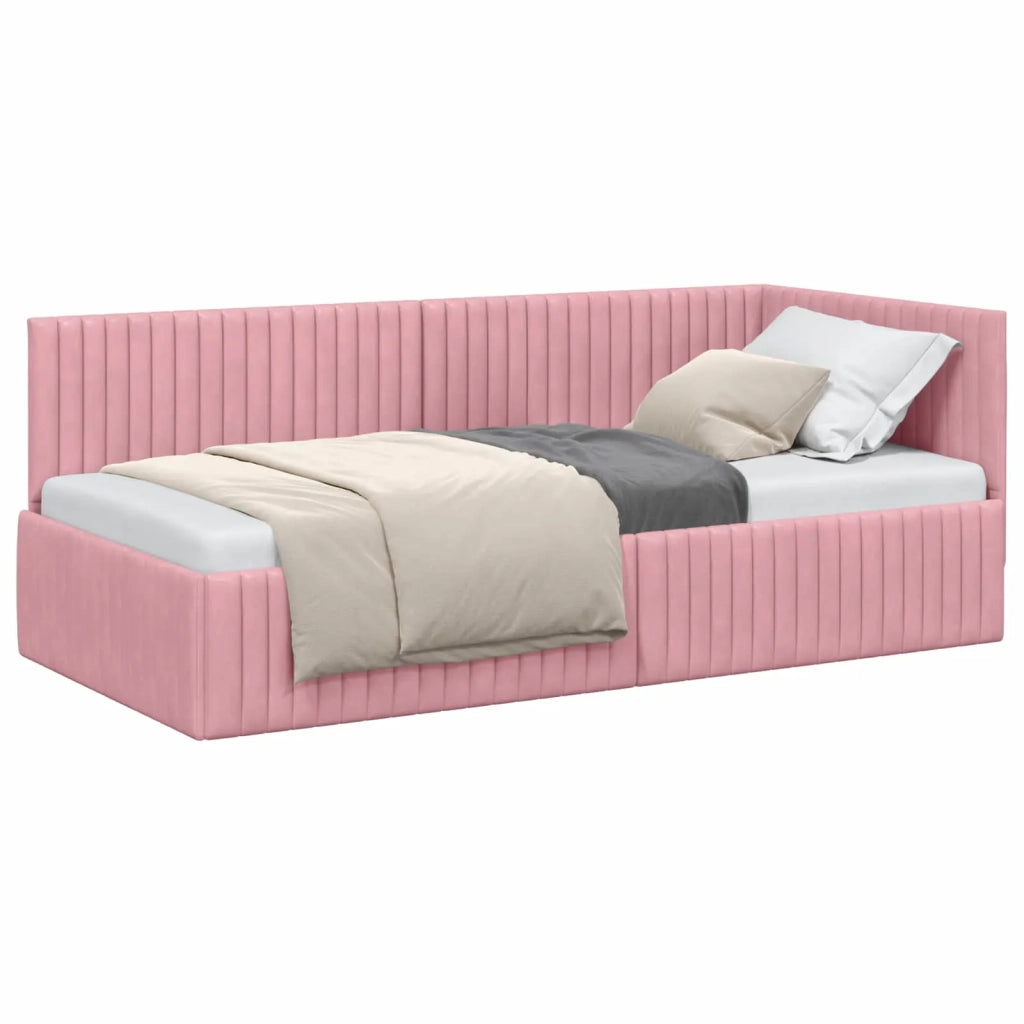 Cornice del letto ad angolo Rosa 90 cm x 190 cm Velluto 42016259