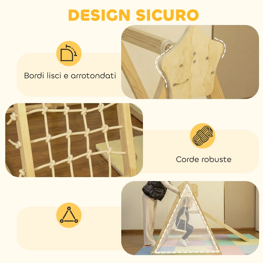 Casa gioco per bambini con scivolo e altalena ¨C Minimal ¨C legno 140x172.5x116.5 cm