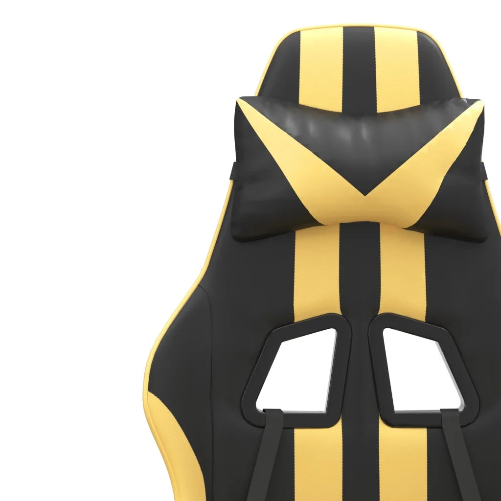 Sedia da Gaming Girevole con Poggiapiedi Nero e Oro Similpelle 349533