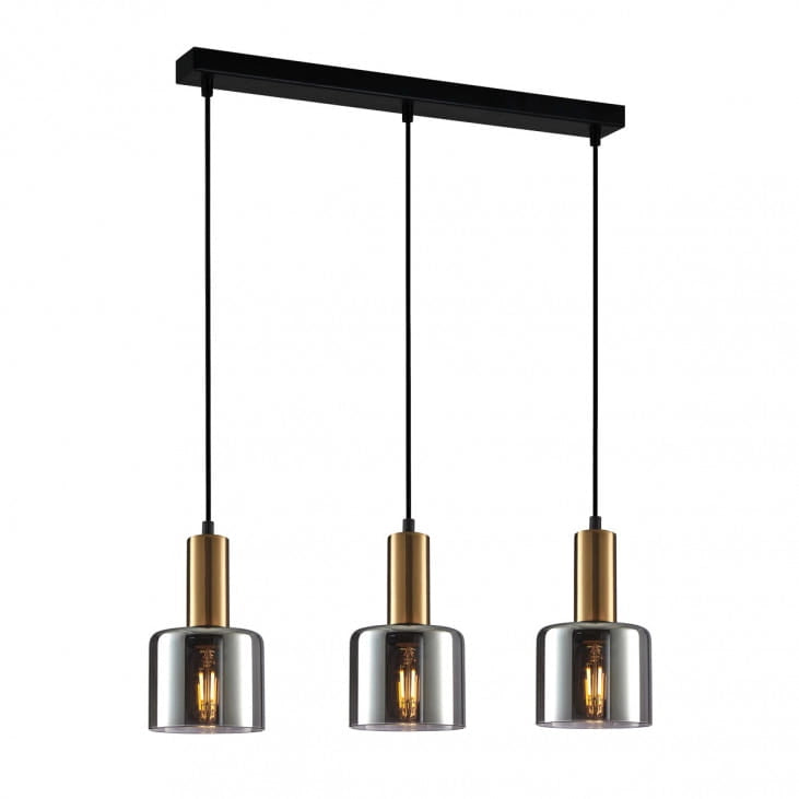 Lampadario Italux Santia 3 Luci E27 Rame/Nero Dimmerabile