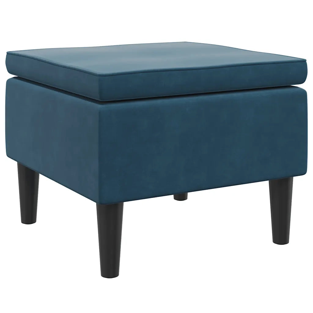 Poggiapiedi con Gambe in Legno Blu in Velluto 329435