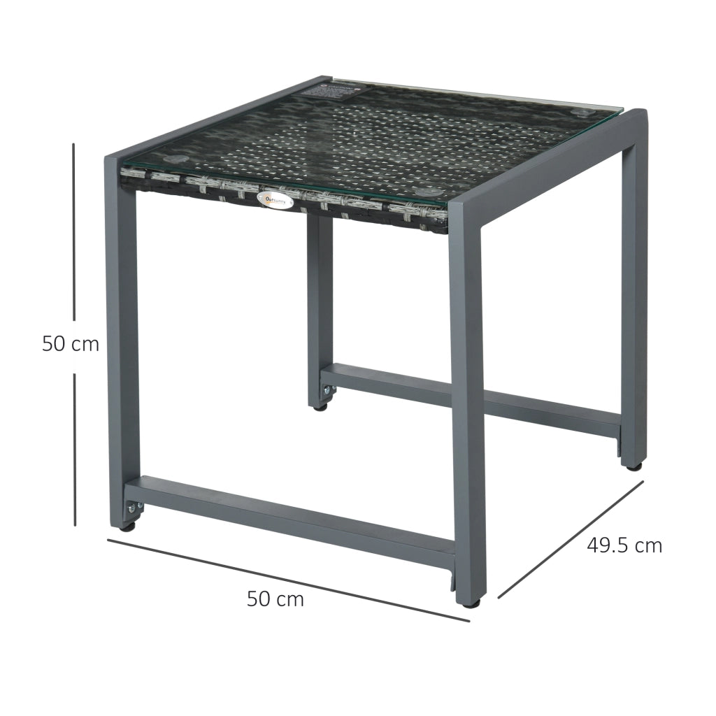 Tavolino da Caff¨¨ da Giardino in Rattan con Piano in Vetro Temperato ¨C zephmum ¨C Bianco 60x60x45