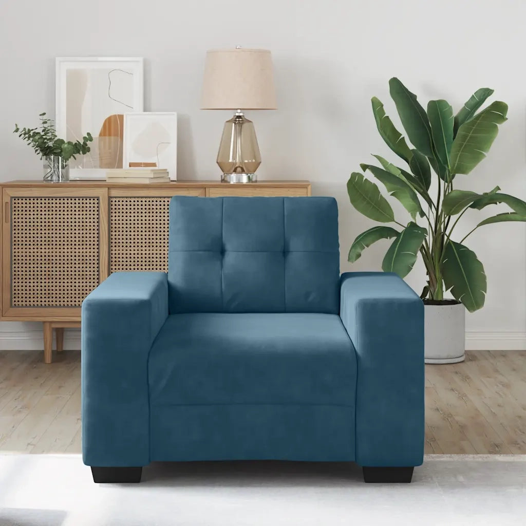 Divano-Poltrona-Sofa Relax-Divanetto Sedia Blu 60 cm Velluto 771873