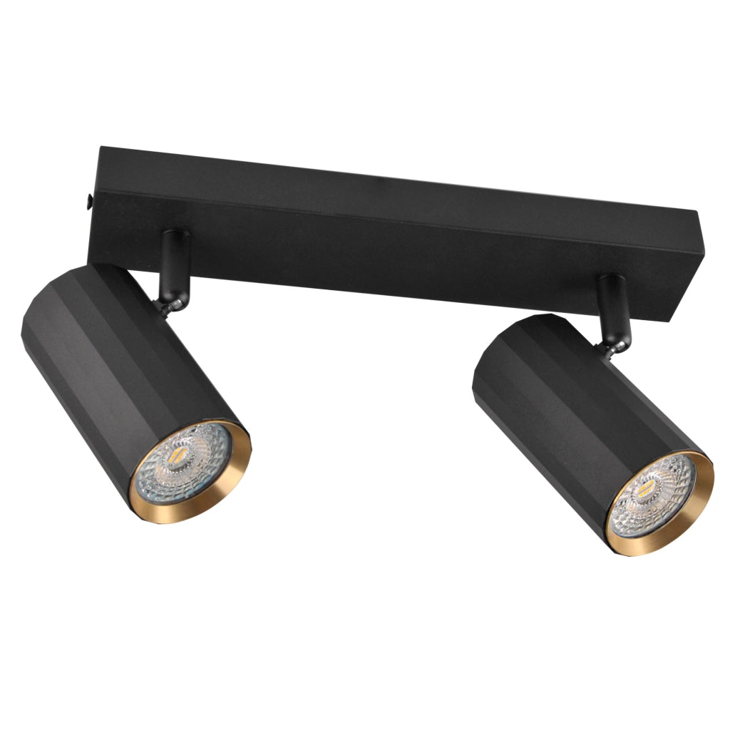 Plafoniera/applique 2 luci nero oro GU10 NICEA Polux