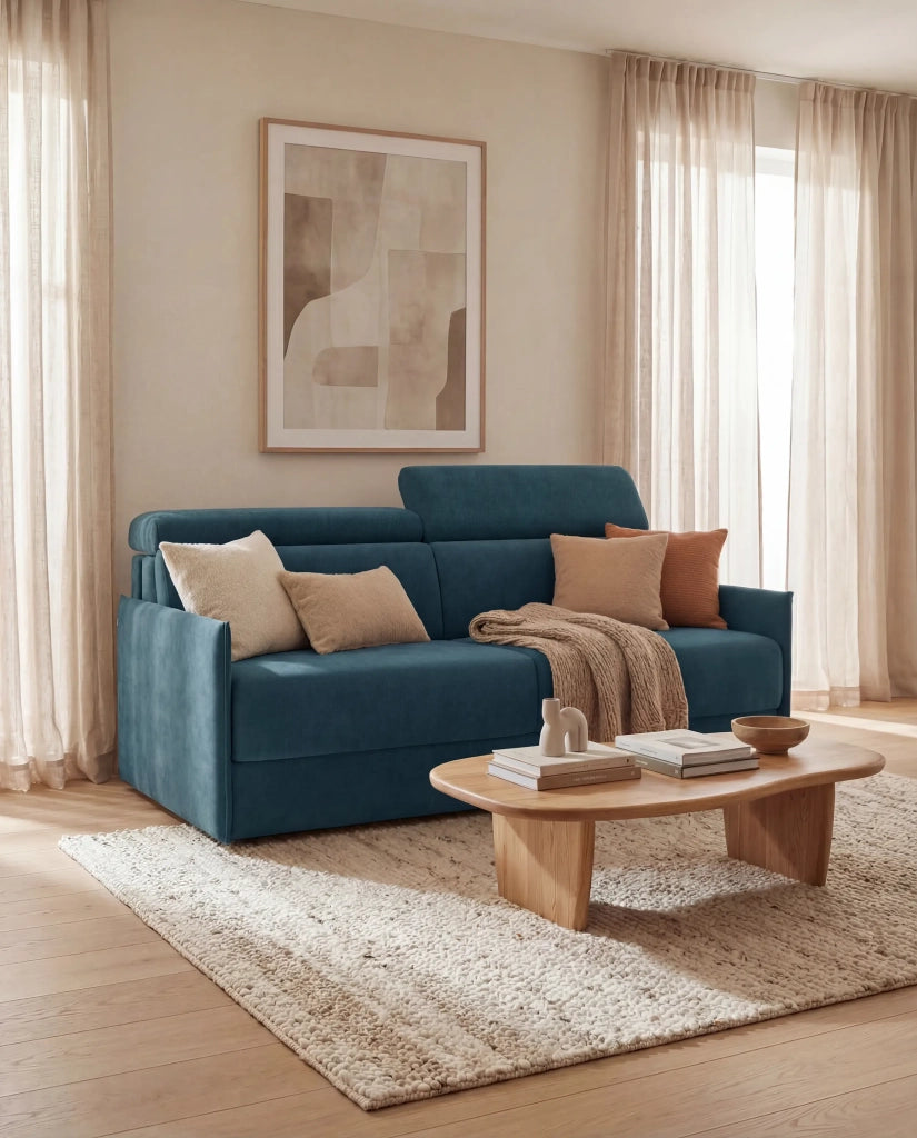 Miryam Divano letto con poggiatesta reclinabili e comfort maxi - design compatto in morbido tessuto smacchiabile T31 149 cm verde felce