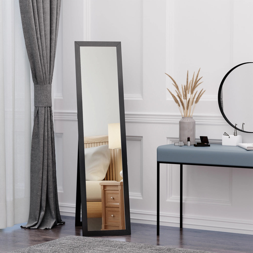 Specchio a Pieno Lunghezza con Supporto ¨C zephmum ¨C Nero 37x37x154 cm