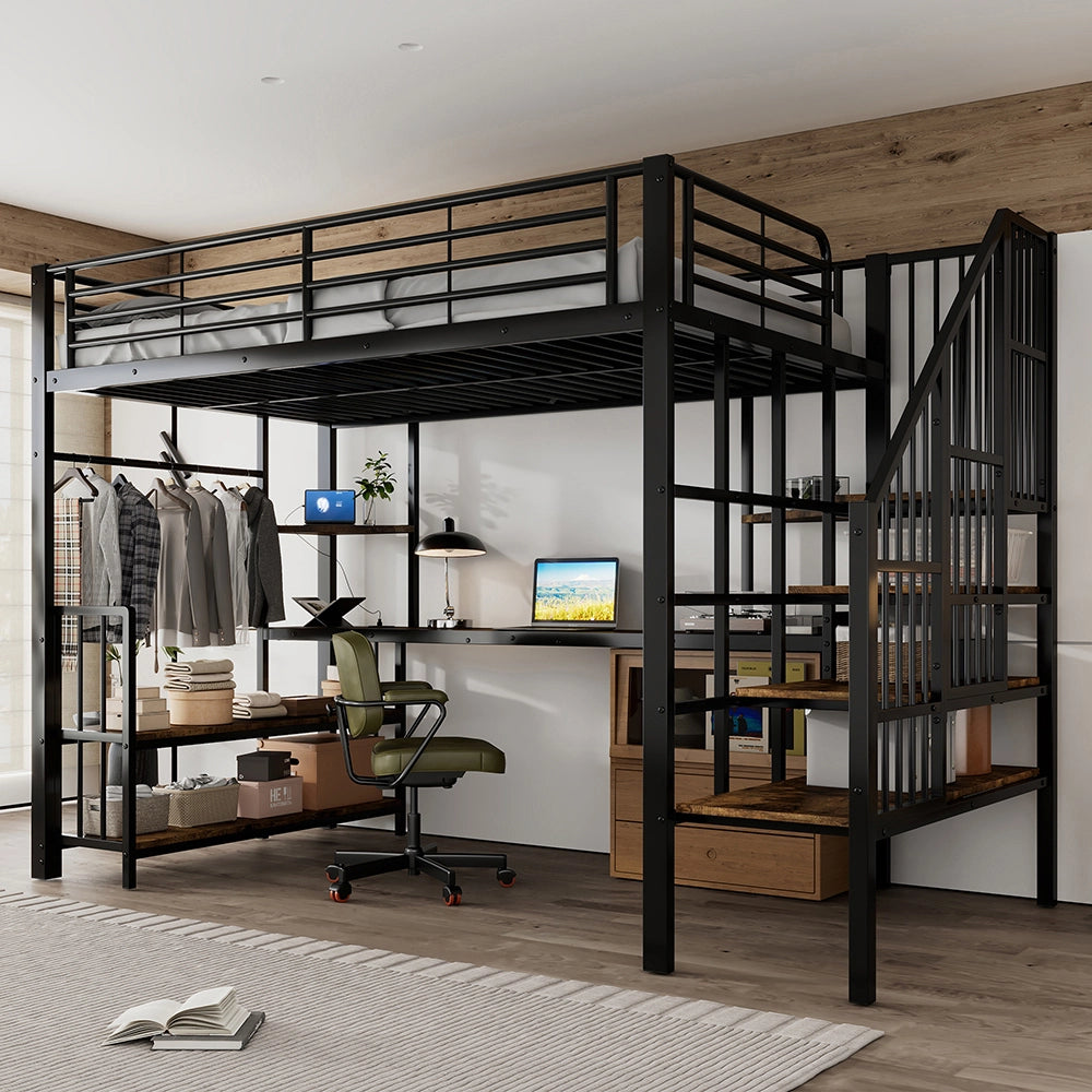 Letto a castello - Xylo - 120x200 cm ferro nero con USB